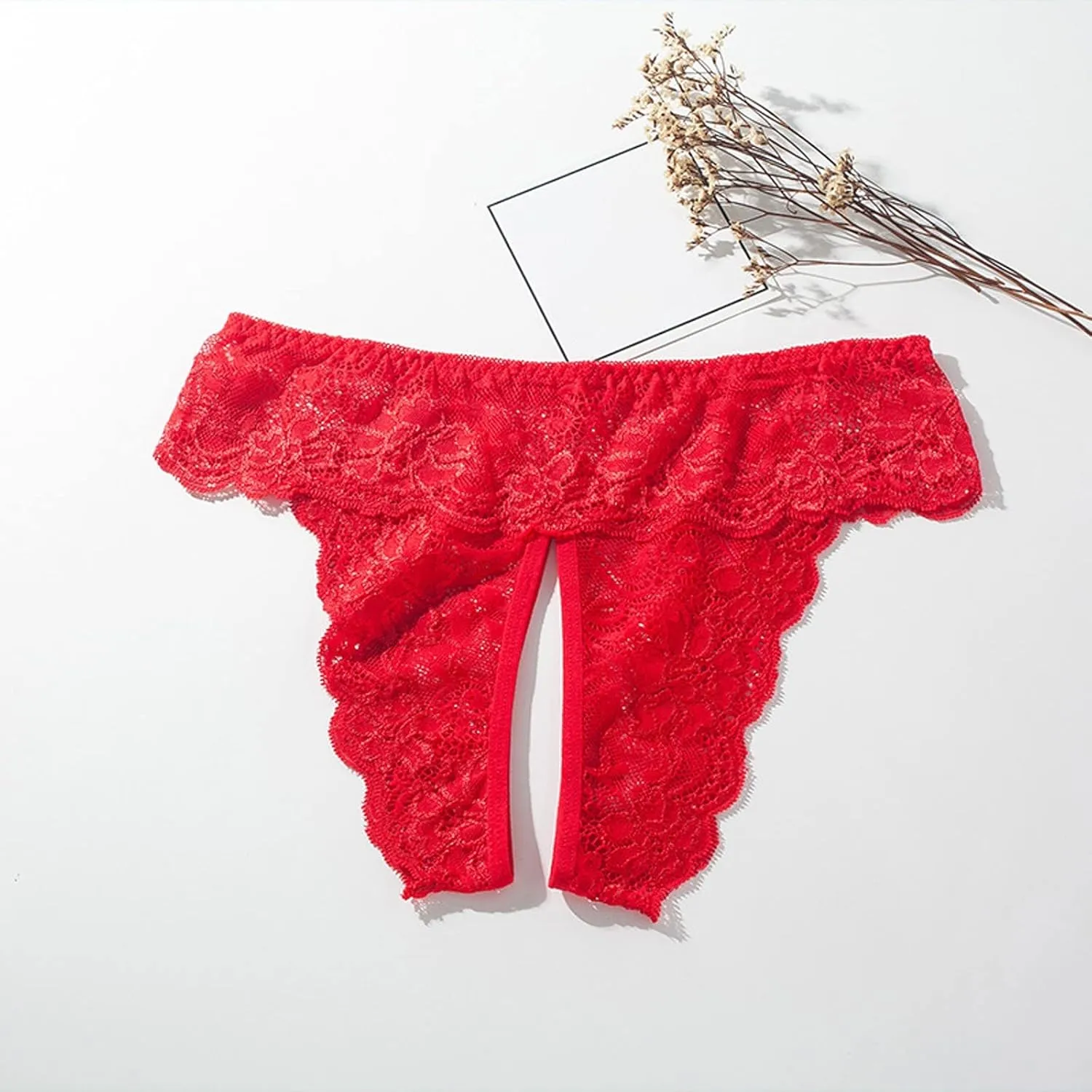 2024 Underwear for Women Womens Sexy Lace Panties Thong Low Rise Cotton Underwear Cutout Womens Sexy Lingerie