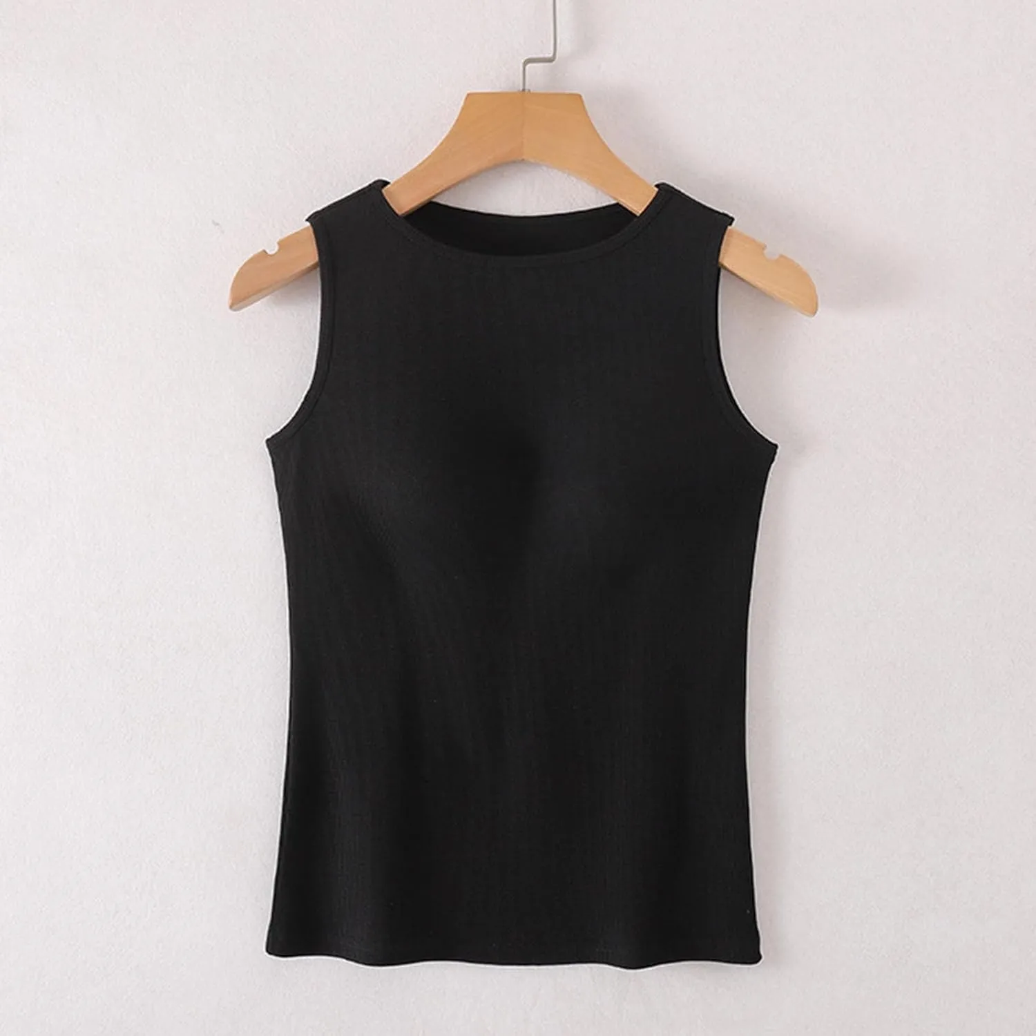 2025 Tank Tops for Women Lightweight Breathable Solid Color Smooth Tanks Round Neck Stretchy Wide Strip Undershirt