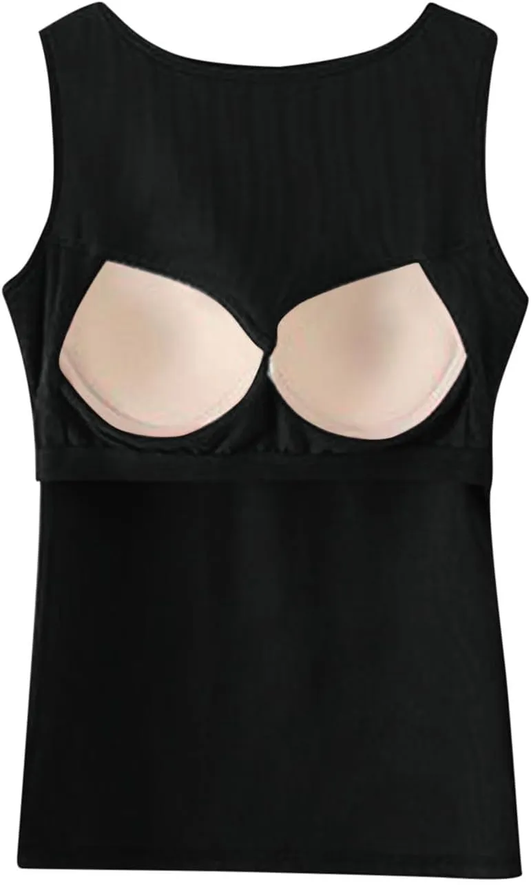 2025 Tank Tops for Women Lightweight Breathable Solid Color Smooth Tanks Round Neck Stretchy Wide Strip Undershirt