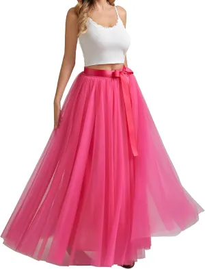 A line Tulle Skirt Long Maxi for Party Prom