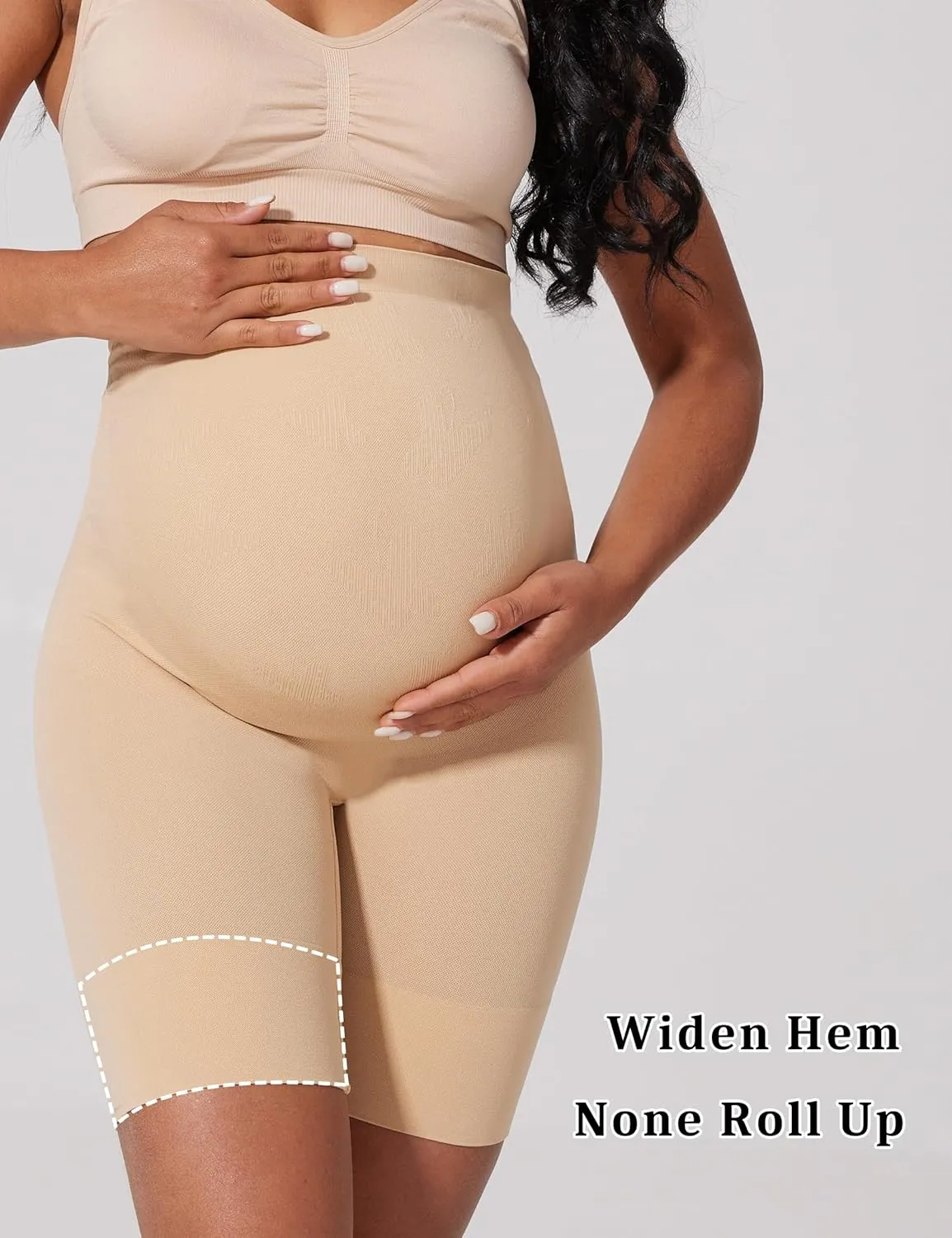 abkylie Bump Support Seamless Maternity Shapewear for Pregnancy Dress, High-Waist Underwear Mid-Thigh Panties Shorts