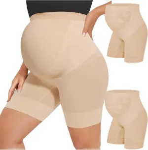 abkylie Bump Support Seamless Maternity Shapewear for Pregnancy Dress, High-Waist Underwear Mid-Thigh Panties Shorts