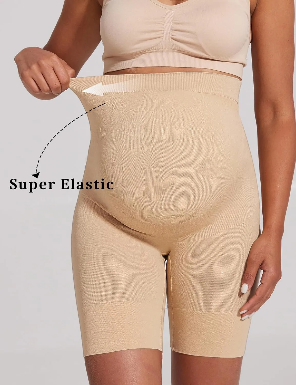abkylie Bump Support Seamless Maternity Shapewear for Pregnancy Dress, High-Waist Underwear Mid-Thigh Panties Shorts