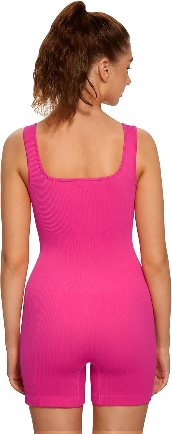 Angelhood Women's Maternity Bodysuit Ribbed Yoga Maternity Romper Pregnancy Shapewear Sleeveless Tank Top Jumpsuit