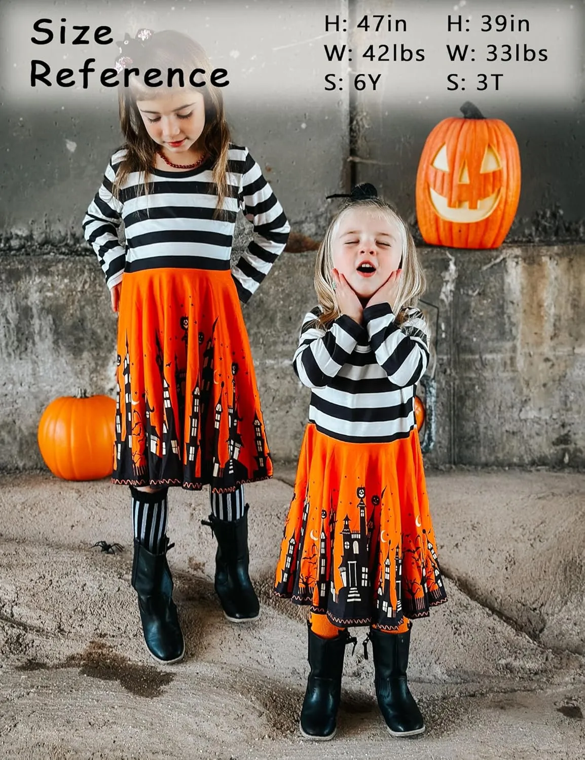 Arshiner Girls Long Sleeve Stretchy Dress A line Twirly Skater School Party Dress