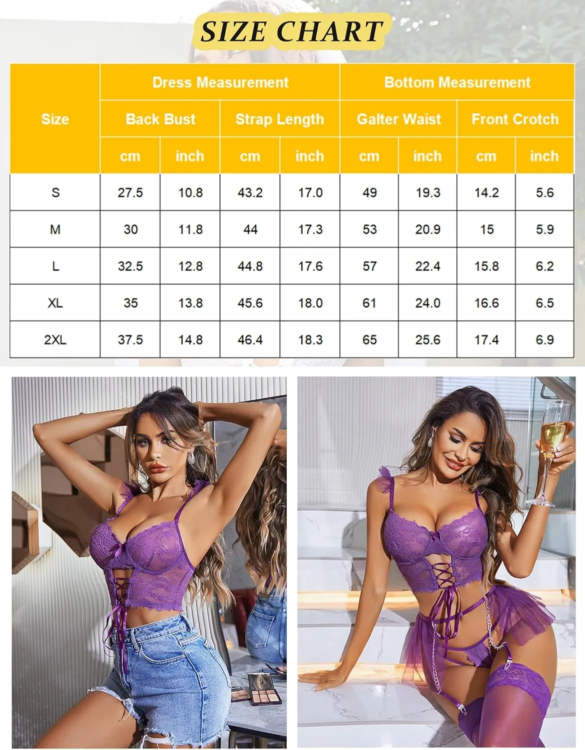 Avidlove Lingerie Sets Womens Garter Sets 3 Piece Underwire Sexy Bra and Panty Sets With Mesh Mini Skirts S-XXL