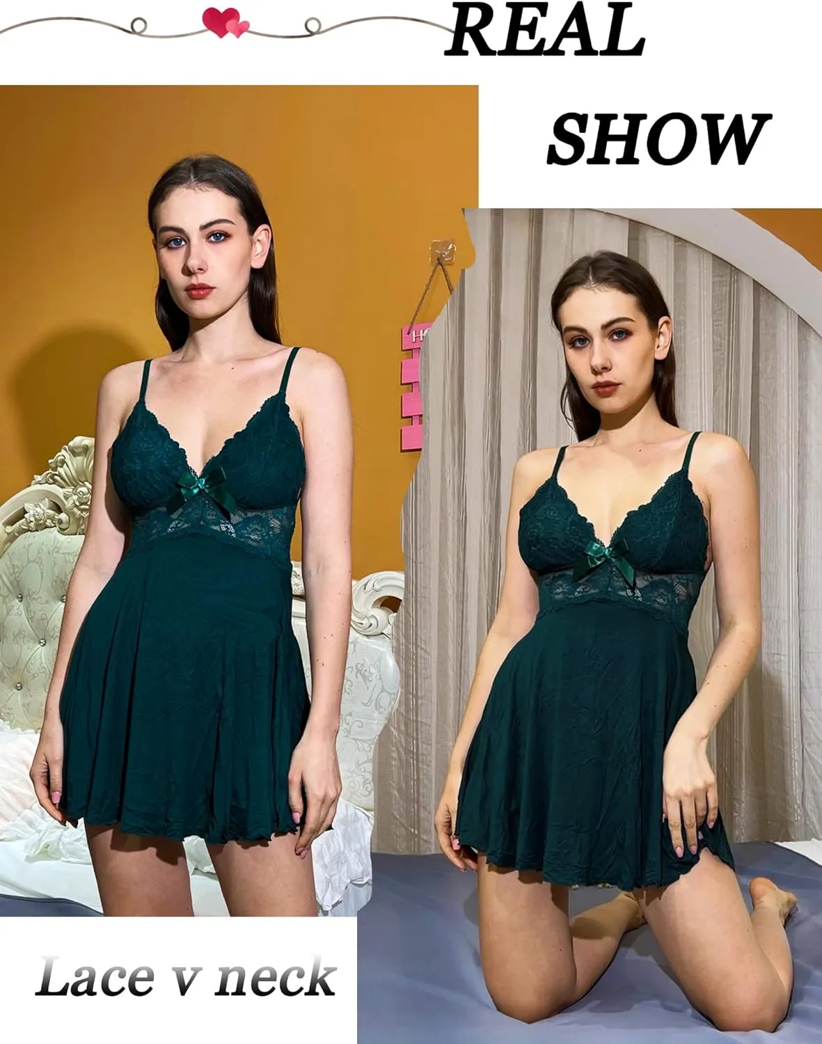 Avidlove Women Lingerie Sexy Chemise Nightgown Lace Babydoll Full Slip Dress Sleepwear