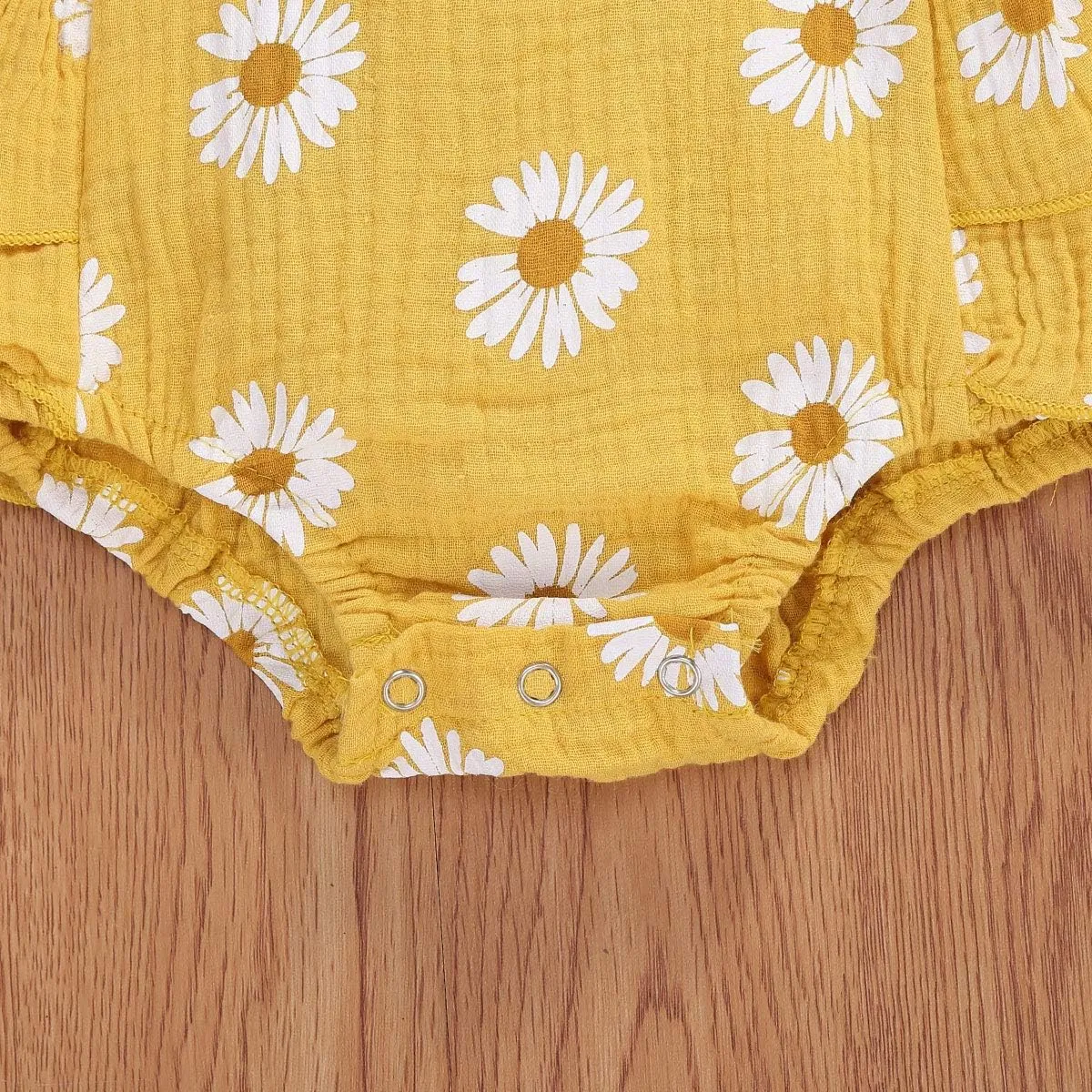 Baby Girls Floral Cotton Leotard Romper Newborn Daisy Playsuits Ruffled Sleeve Onesie Infant Jumpsuit Clothes Headband