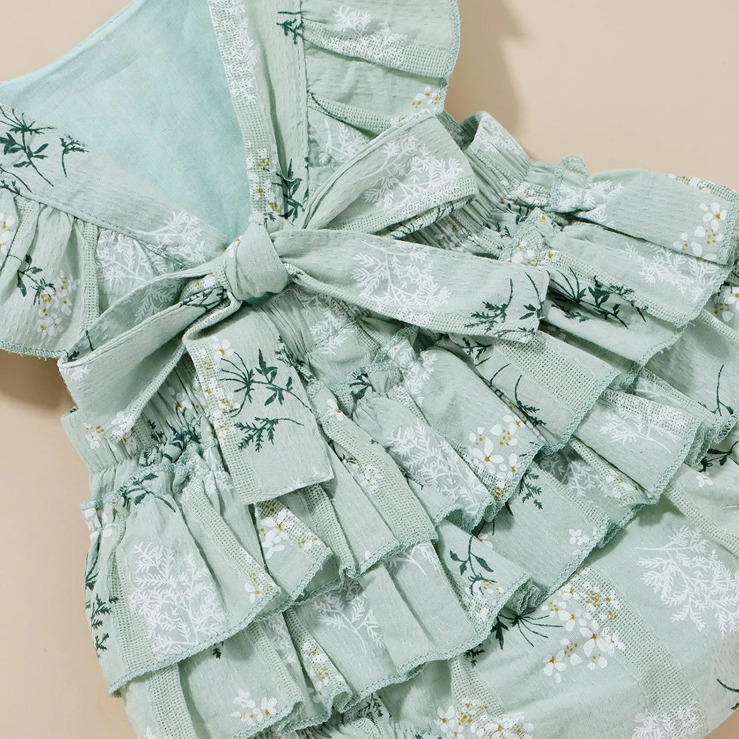 Baby Girls Floral Cotton Leotard Romper Newborn Daisy Playsuits Ruffled Sleeve Onesie Infant Jumpsuit Clothes Headband