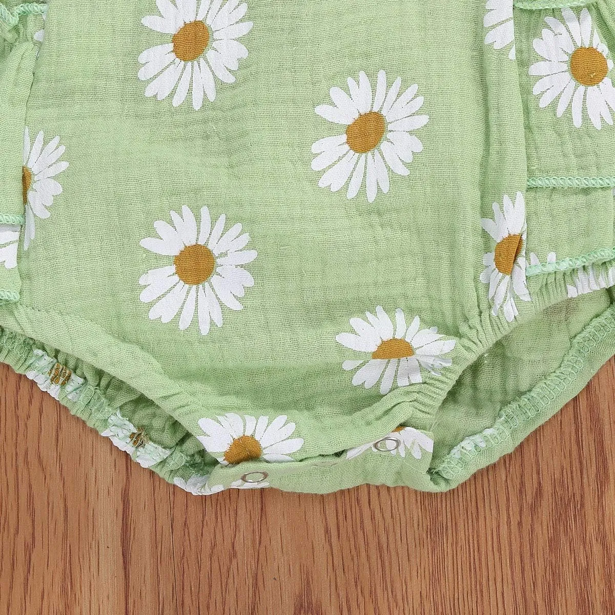 Baby Girls Floral Cotton Leotard Romper Newborn Daisy Playsuits Ruffled Sleeve Onesie Infant Jumpsuit Clothes Headband
