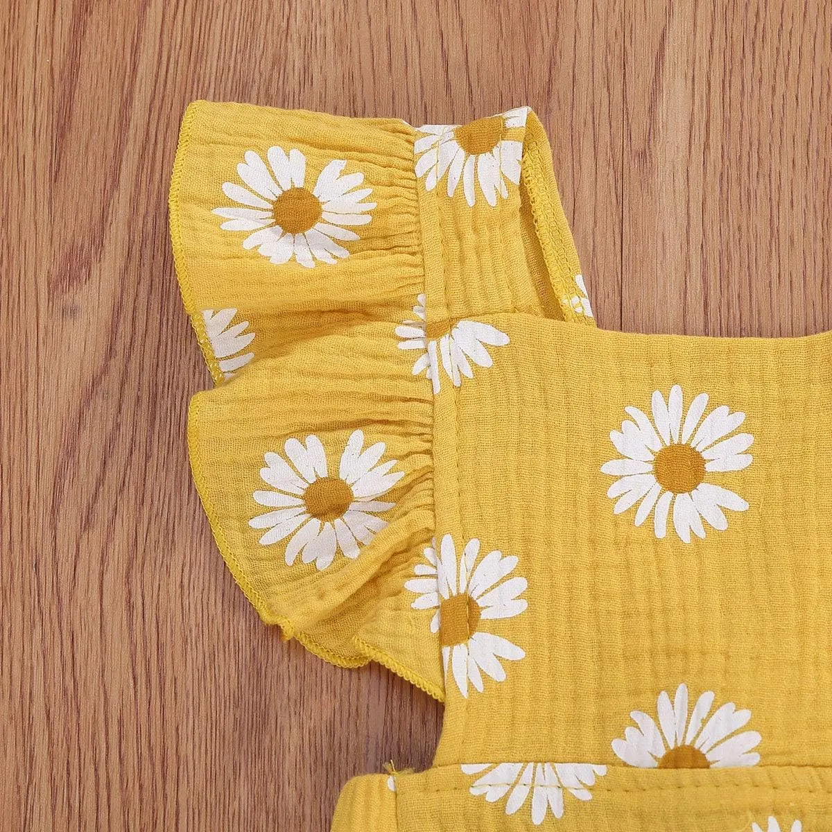Baby Girls Floral Cotton Leotard Romper Newborn Daisy Playsuits Ruffled Sleeve Onesie Infant Jumpsuit Clothes Headband