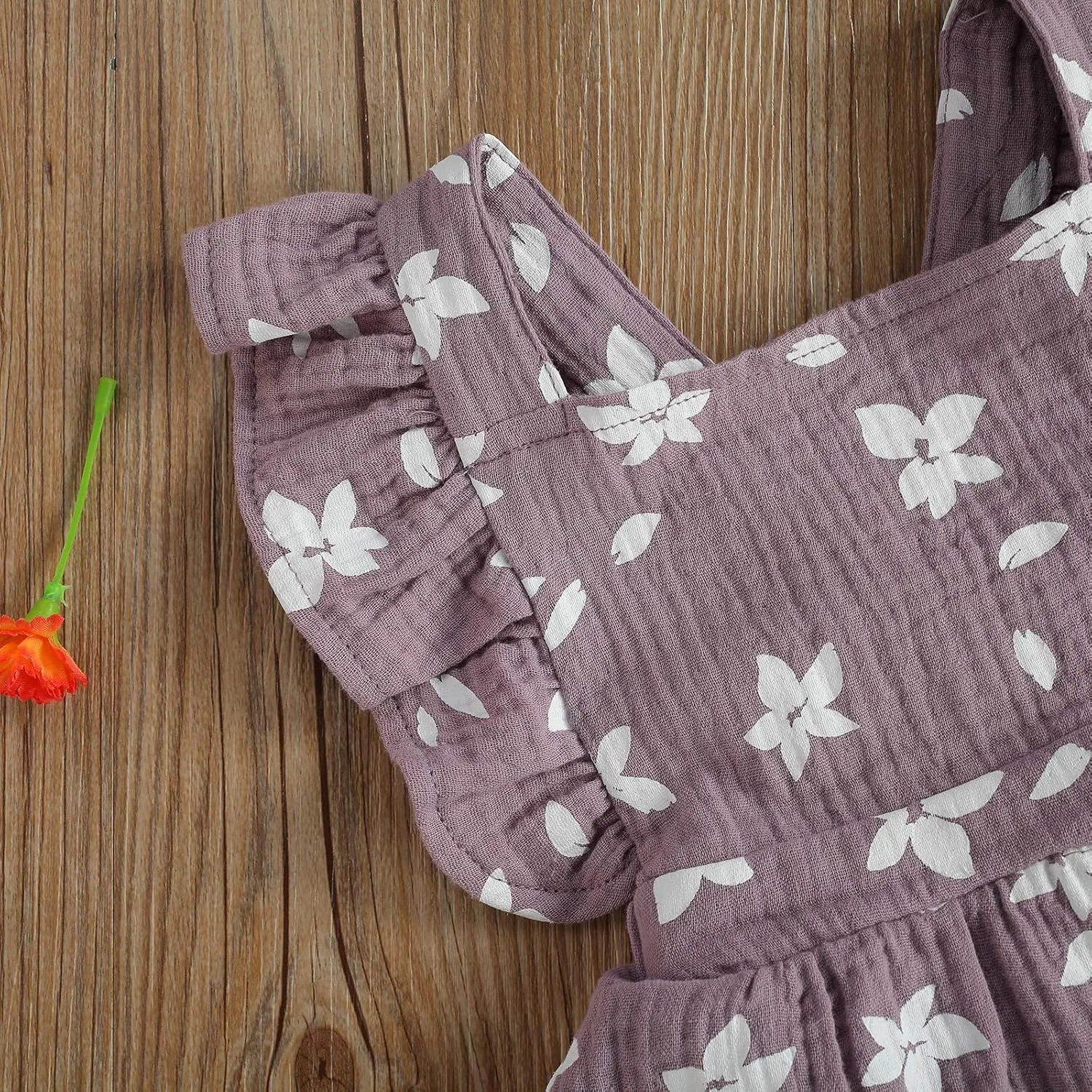Baby Girls Floral Cotton Leotard Romper Newborn Daisy Playsuits Ruffled Sleeve Onesie Infant Jumpsuit Clothes Headband