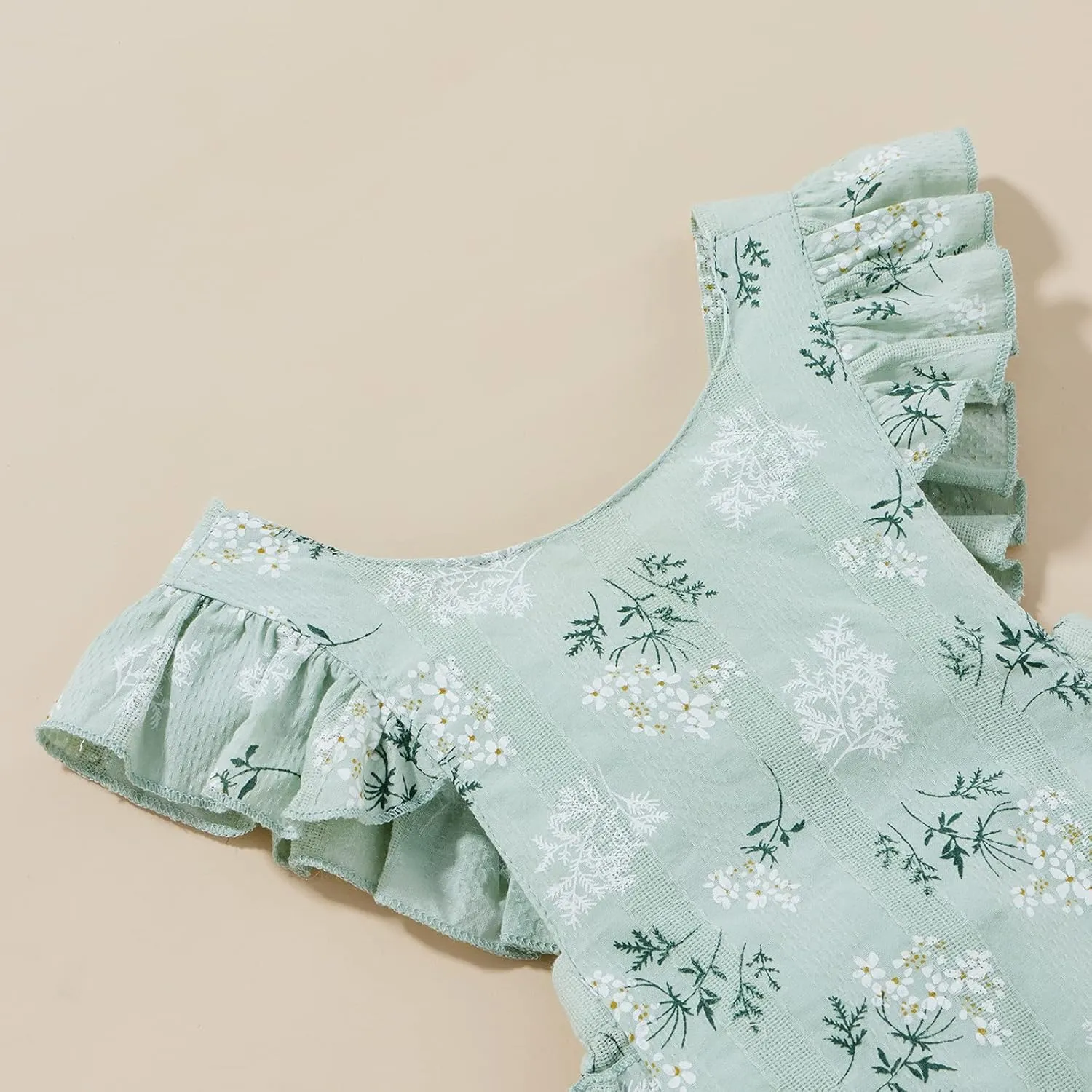 Baby Girls Floral Cotton Leotard Romper Newborn Daisy Playsuits Ruffled Sleeve Onesie Infant Jumpsuit Clothes Headband