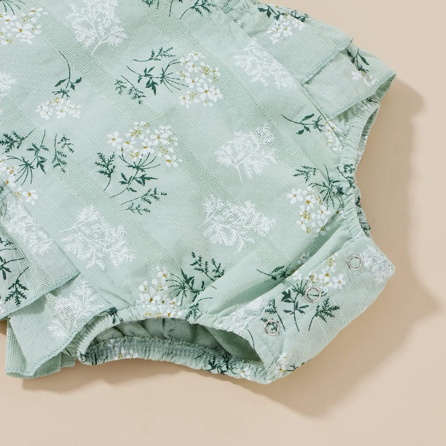 Baby Girls Floral Cotton Leotard Romper Newborn Daisy Playsuits Ruffled Sleeve Onesie Infant Jumpsuit Clothes Headband