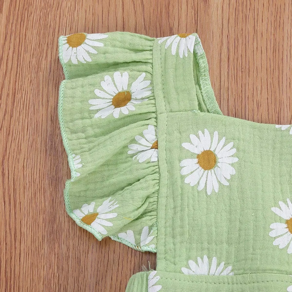 Baby Girls Floral Cotton Leotard Romper Newborn Daisy Playsuits Ruffled Sleeve Onesie Infant Jumpsuit Clothes Headband