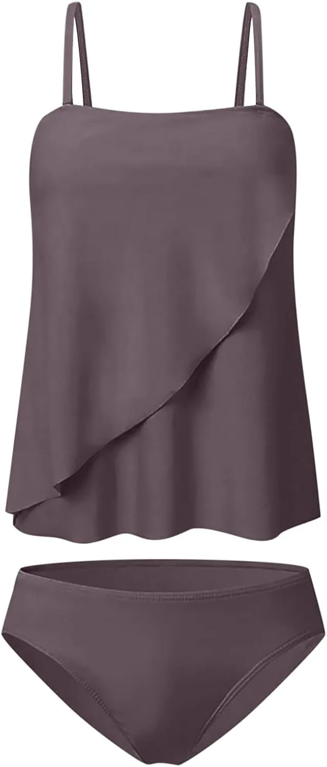 Bandeau Swimsuits for Women, Strapless 2 Piece Sets Bating Suits, Sexy Off Shoulder Summer Swimwear with Bottoms