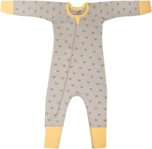 Bee Pattern Two-Way Zipped Rompers