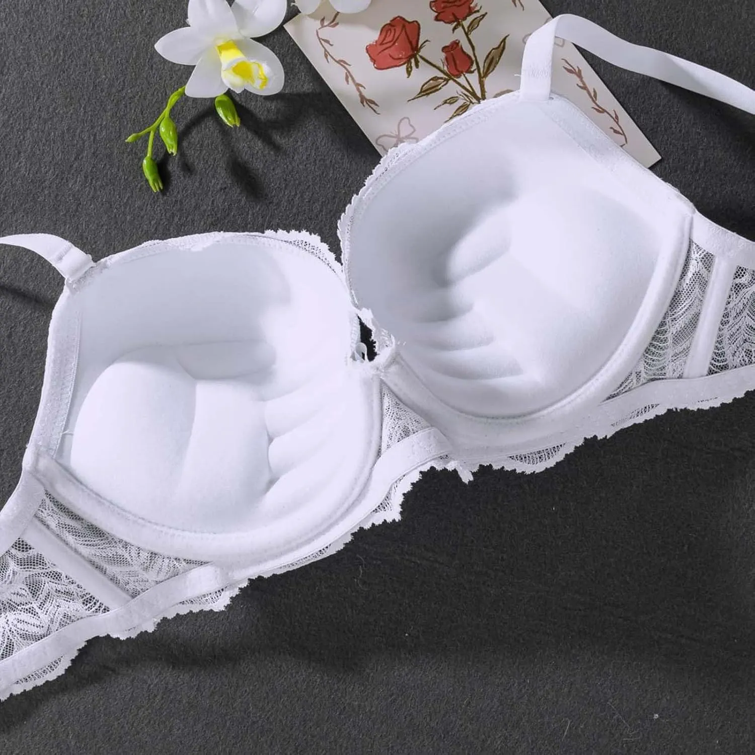 Borniu Women's Full-Coverage Underwire Bra, Full-Frame Lifting Smoothing Underwire Bras Wireless Seamless Push Up Bralettes