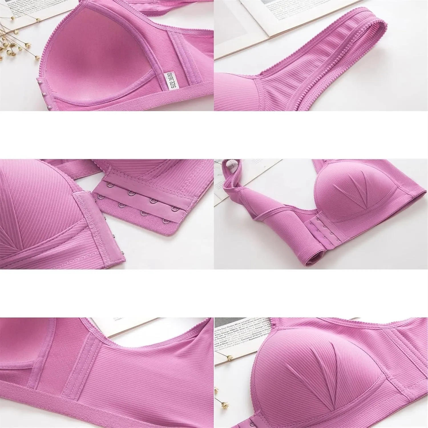 Bras for Women Seamless Sports Wirefree High Impact Support Yoga Plus Size Front Button Thin Gather Auxiliary Breast