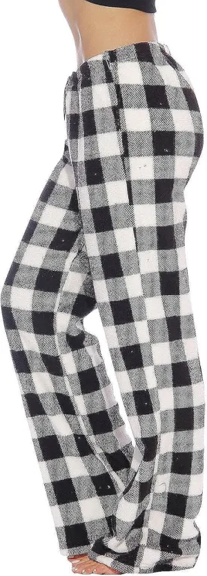 Buffalo Plaid Pajama Pants Womens Flannel Elastic High Waisted Wide Leg Pants Comfy Baggy Pj Bottom Lounge Pants
