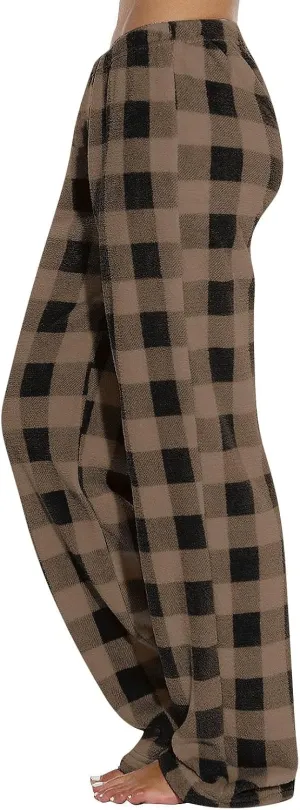 Buffalo Plaid Pajama Pants Womens Flannel Elastic High Waisted Wide Leg Pants Comfy Baggy Pj Bottom Lounge Pants