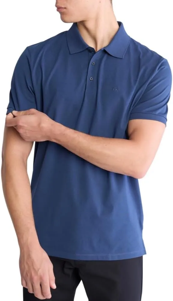 Calvin Klein Men's Smooth Cotton Monogram Logo Polo Shirt