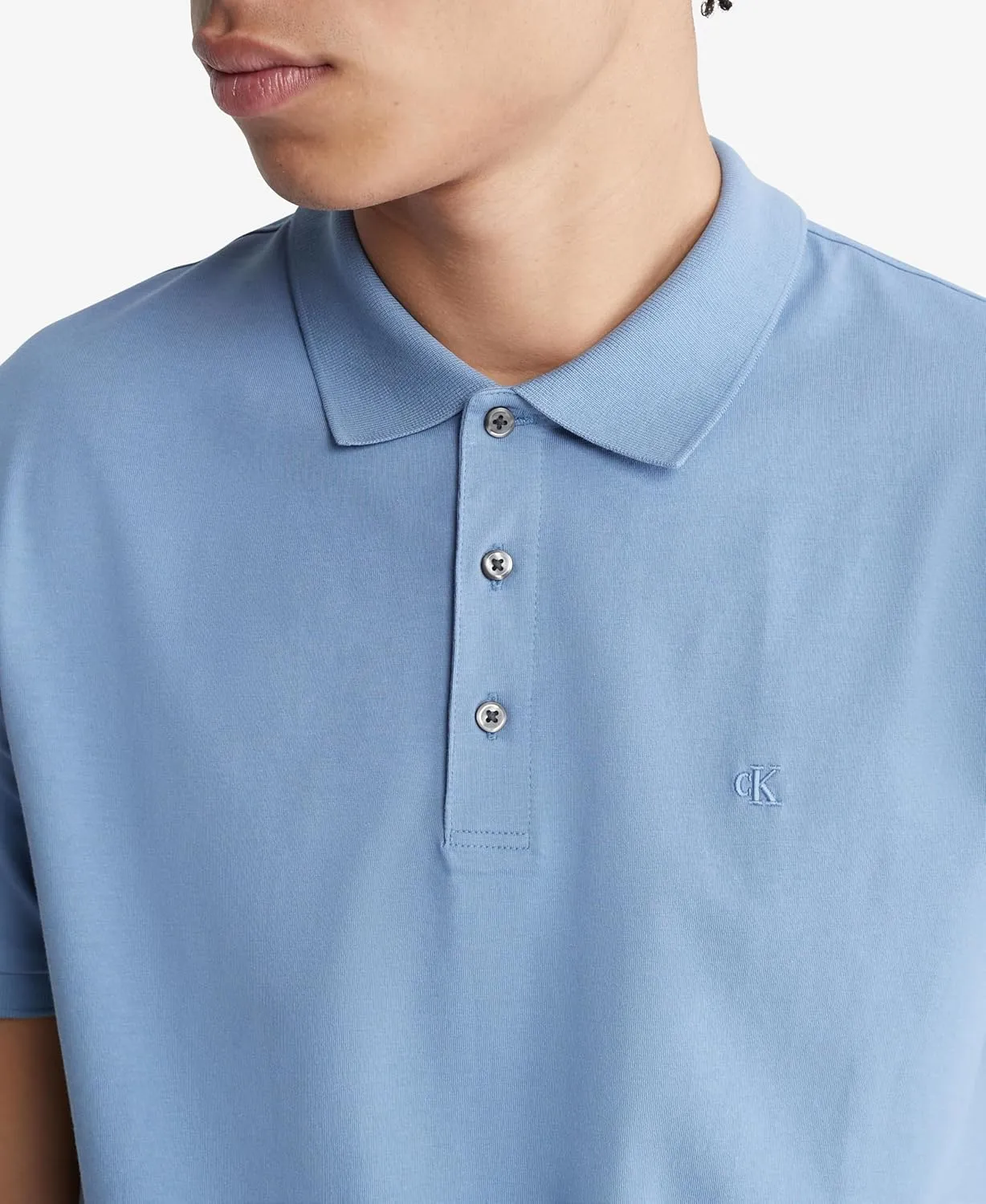 Calvin Klein Men's Smooth Cotton Monogram Logo Polo Shirt