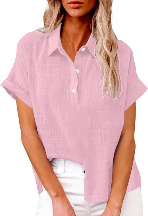 Casual Linen Blouses for Women Color Shirt Long Sleeve Button Down Shirt Lightweight Shirt Spring Trendy Beach Tops