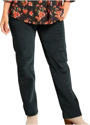 Corduroy Pants for Women Elastic High Waist Pull On Straight Leg Slacks Casual Spring Fall Trousers with Pockets