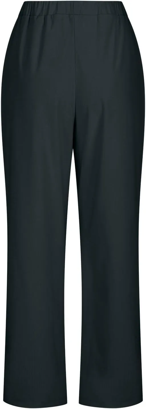 Corduroy Pants for Women Elastic High Waist Pull On Straight Leg Slacks Casual Spring Fall Trousers with Pockets