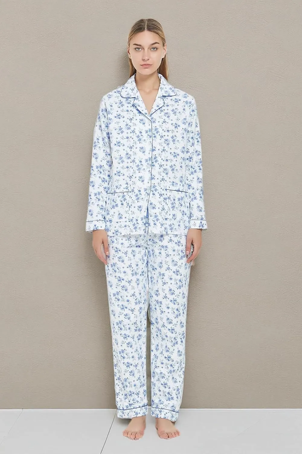 cotton flannel pajamas for women 100% cotton flannel pajamas set soft PJS cozy womens loungewear