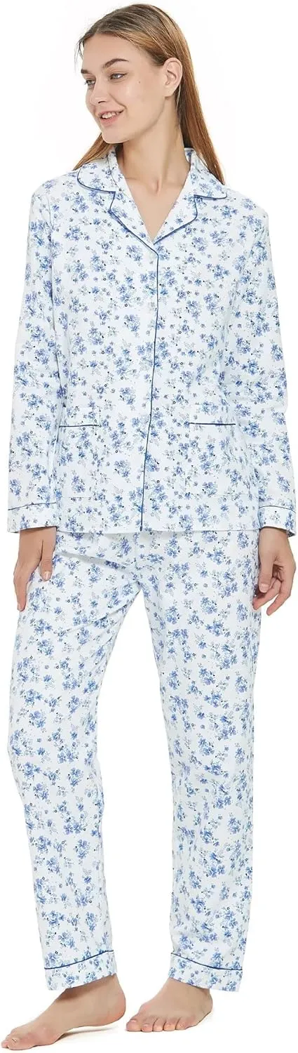 cotton flannel pajamas for women 100% cotton flannel pajamas set soft PJS cozy womens loungewear