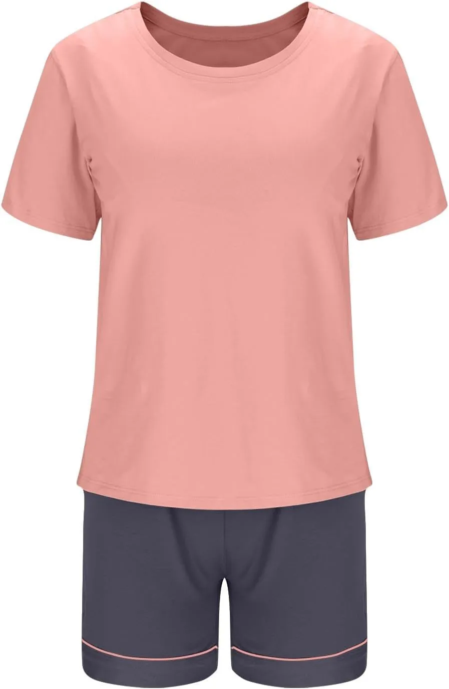 Cotton Pajama Sets for Women 2 Piece Soft Loungewear Built-in Bra Short Sleeve Crop Tops and Shorts Sleepwear Outfit