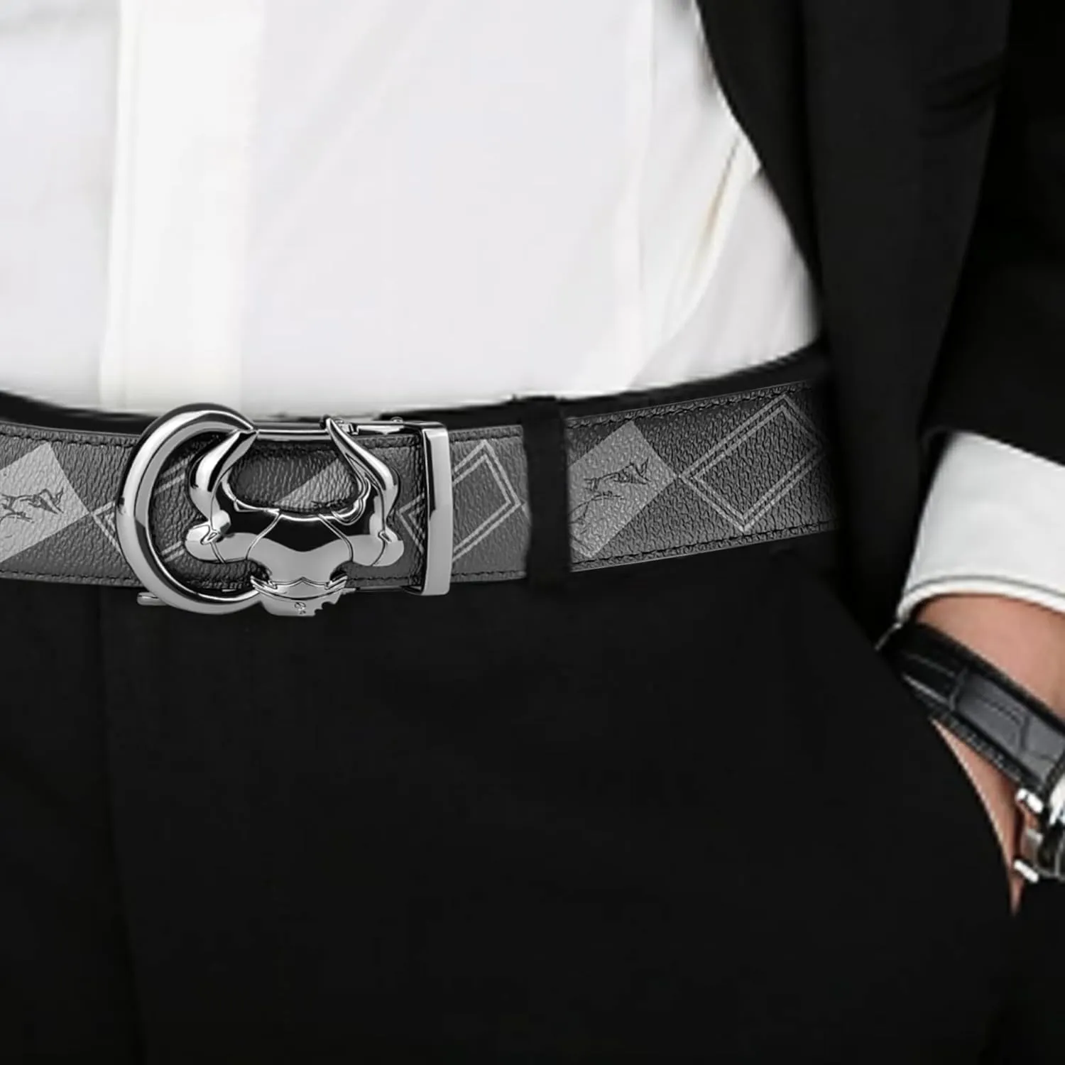Cowboy Belt for Men Leather Ratchet Dress Belts for Men Adjustable Belt