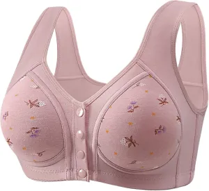 Daisy Bras for Older Women with Front Snap Closure Support Full Coverage No Underwire Comfortable Bra for Seniors