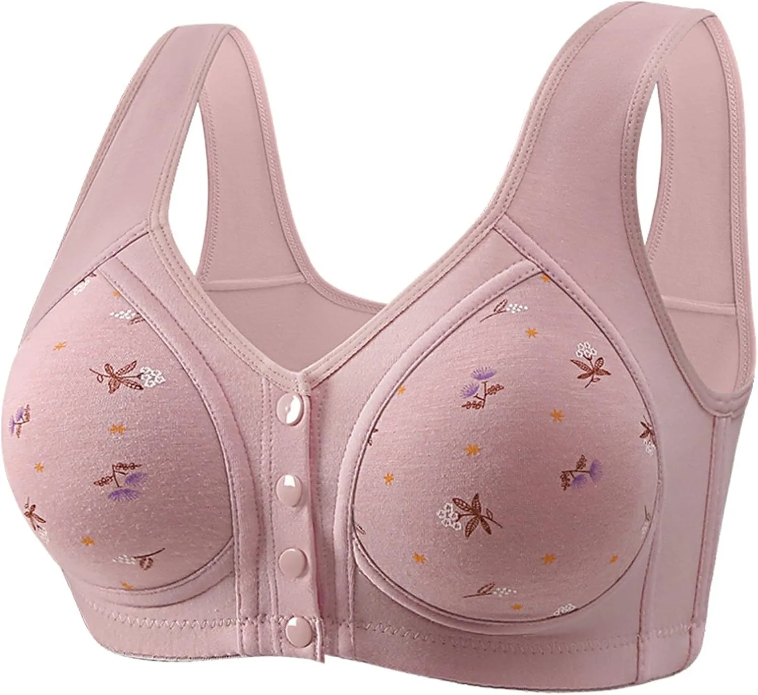 Daisy Bras for Older Women with Front Snap Closure Support Full Coverage No Underwire Comfortable Bra for Seniors