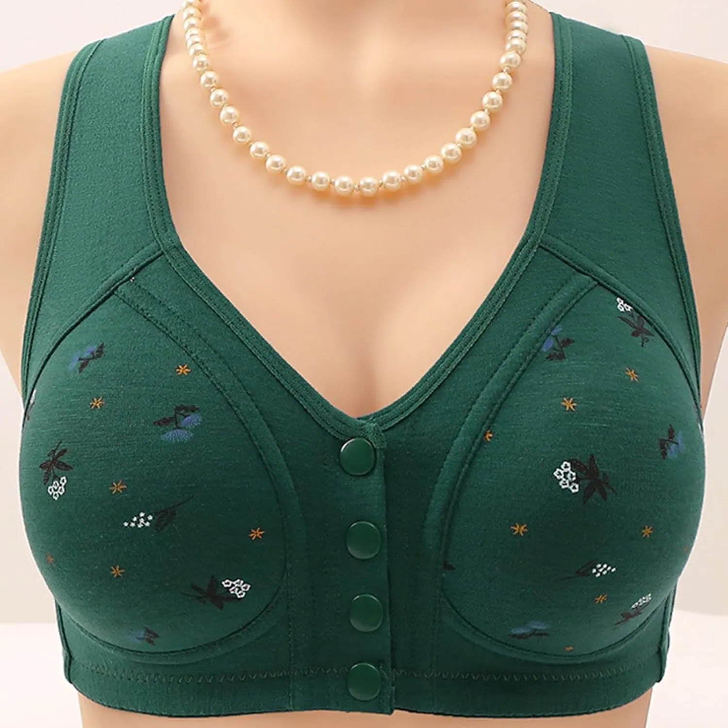 Daisy Bras for Older Women with Front Snap Closure Support Full Coverage No Underwire Comfortable Bra for Seniors
