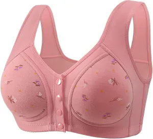 Daisy Bras for Older Women with Front Snap Closure Support Full Coverage No Underwire Comfortable Bra for Seniors