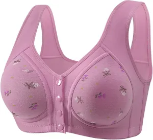 Daisy Bras for Older Women with Front Snap Closure Support Full Coverage No Underwire Comfortable Bra for Seniors