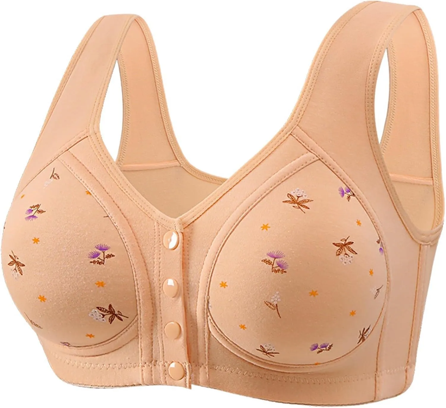 Daisy Bras for Older Women with Front Snap Closure Support Full Coverage No Underwire Comfortable Bra for Seniors
