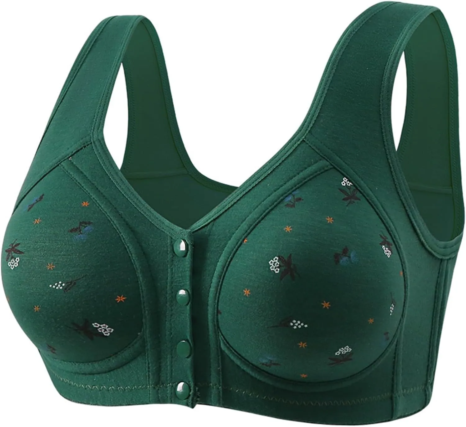 Daisy Bras for Older Women with Front Snap Closure Support Full Coverage No Underwire Comfortable Bra for Seniors