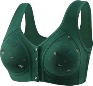 Daisy Bras for Older Women with Front Snap Closure Support Full Coverage No Underwire Comfortable Bra for Seniors