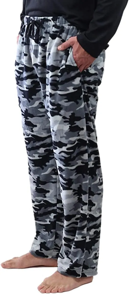 DG Hill 1Pack or 3Pack Mens PJ Pajama Pants Bottoms Fleece Lounge Pants Sleepwear Plaid PJs with Pockets Microfleece