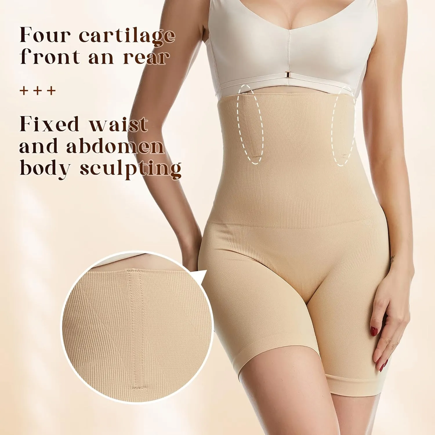DREAM SLIM Tummy Control Shapewear Shorts for Women High Waisted Body Shaper Panties Slip Shorts Under Dresses Thigh Slimmer