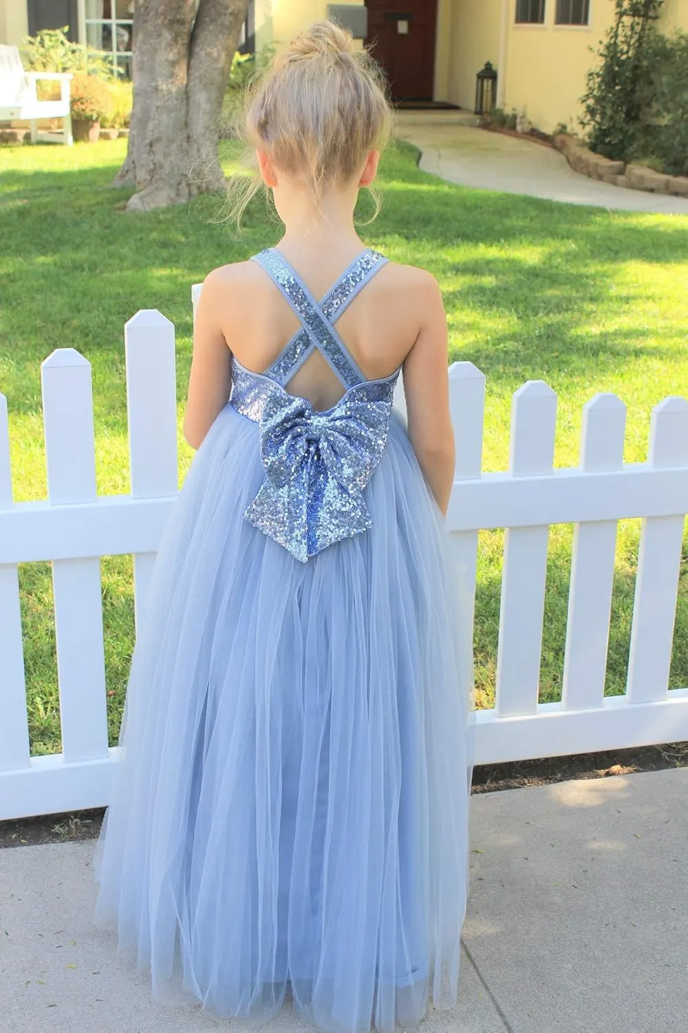 ekidsbridal Crossed Straps A-Line Flower Girl Dresses Halter Dress Junior Bridesmaid Dress Formal Dresses