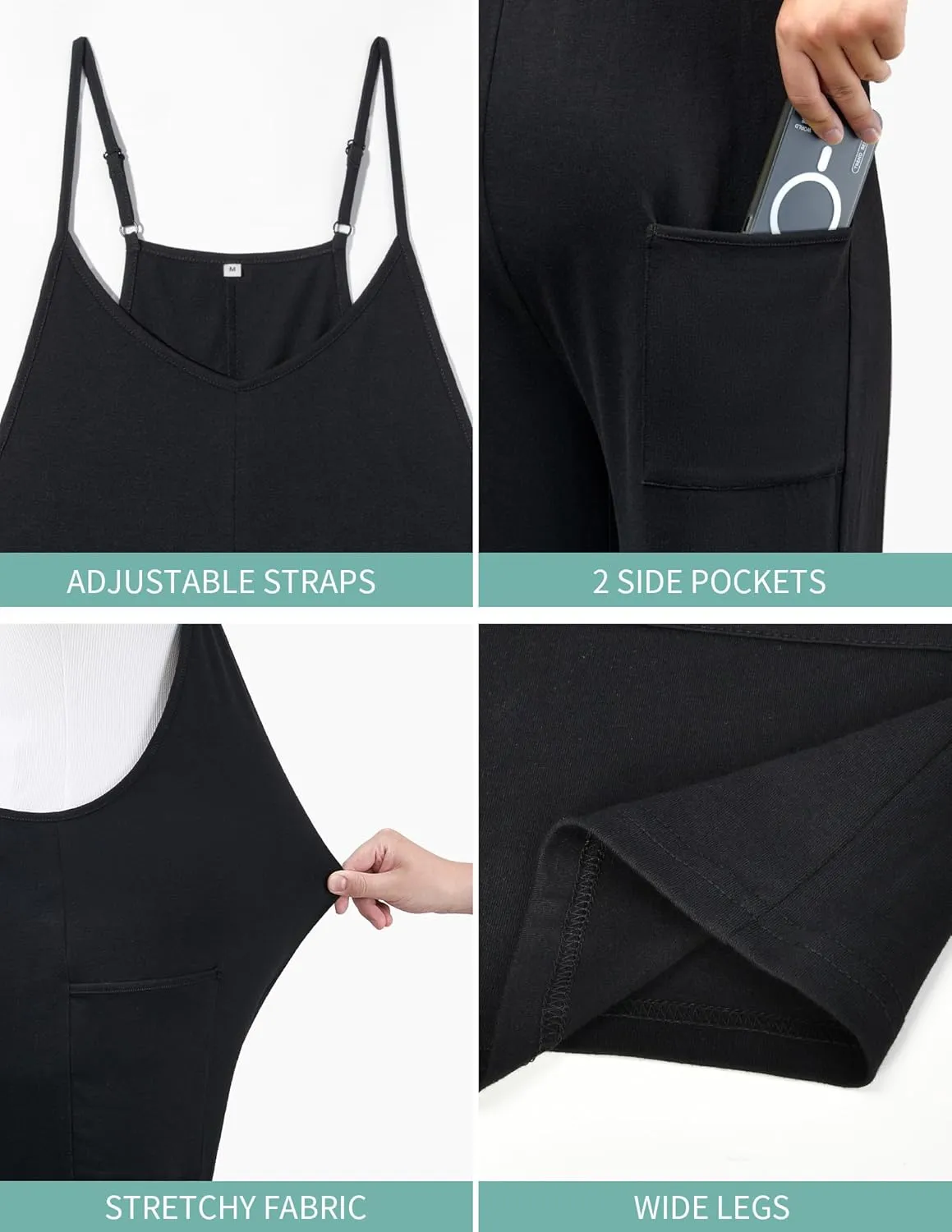 FABRACK Women's Maternity Rompers Summer Loose Jumpsuits Adjustable Spaghetti Strap Pregnancy Overalls Shorts with Pockets