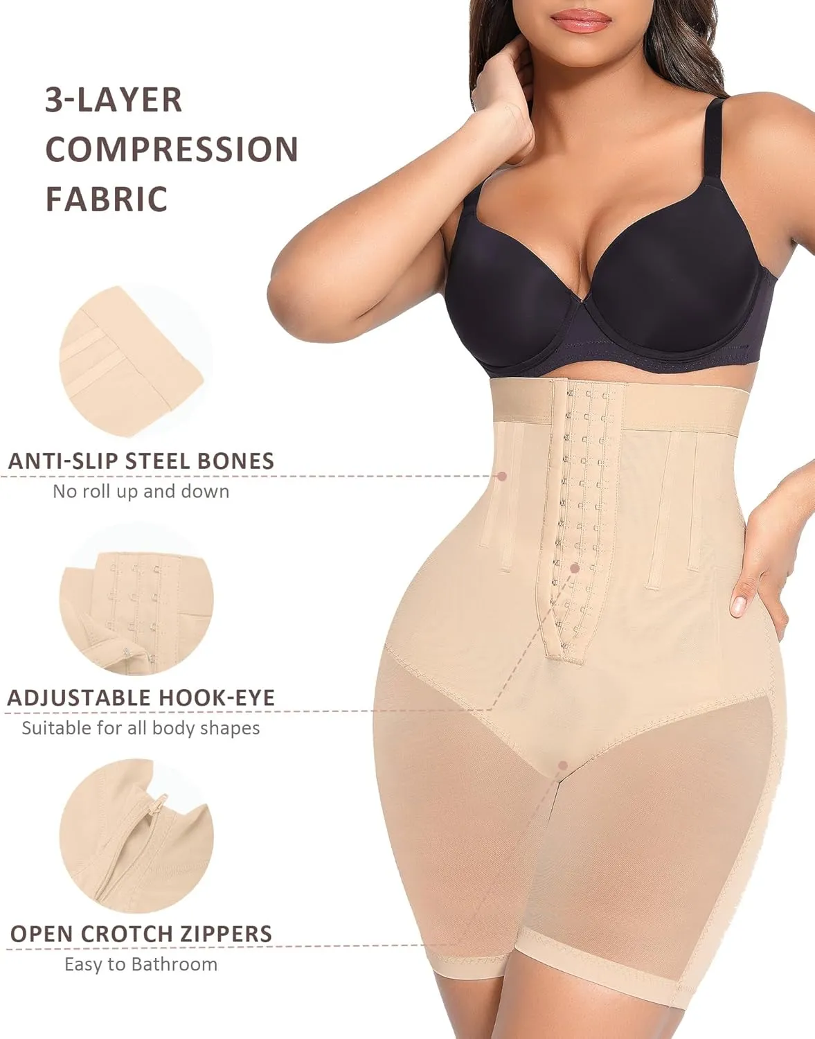 FeelinGirl Shapewear Tummy Control Body Shaper Shorts Butt Lifting Panties Thigh Slimmer