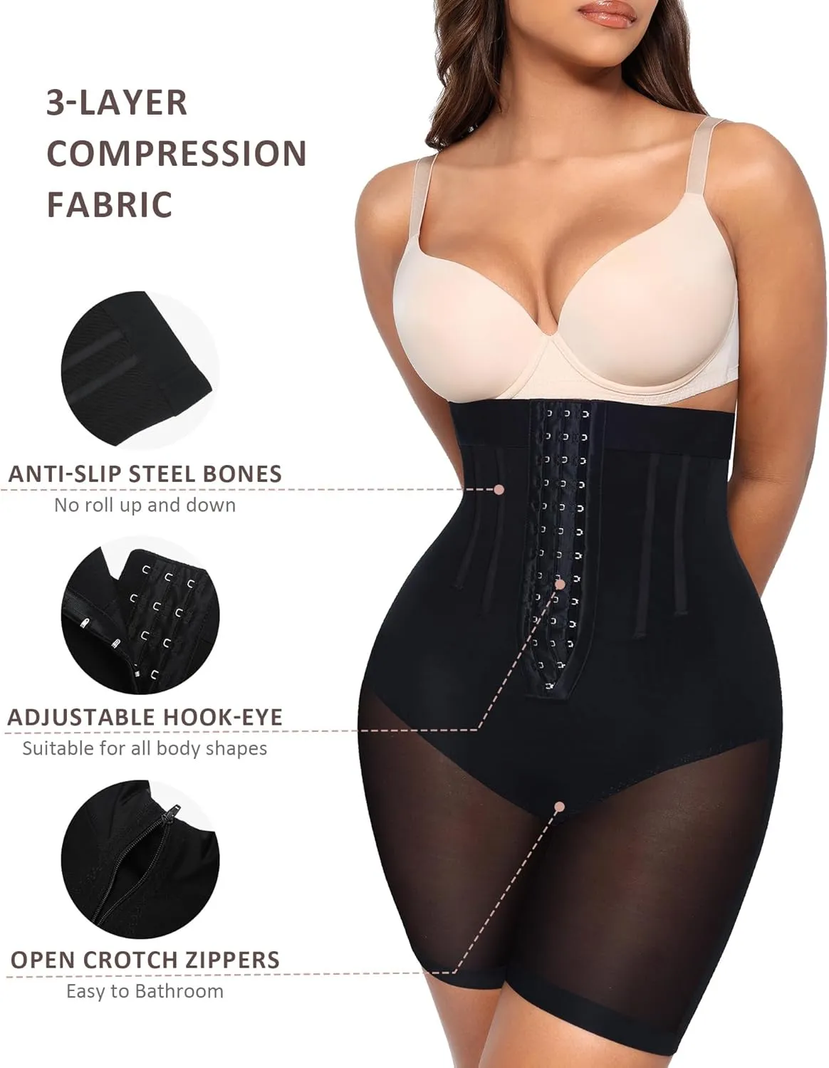 FeelinGirl Shapewear Tummy Control Body Shaper Shorts Butt Lifting Panties Thigh Slimmer