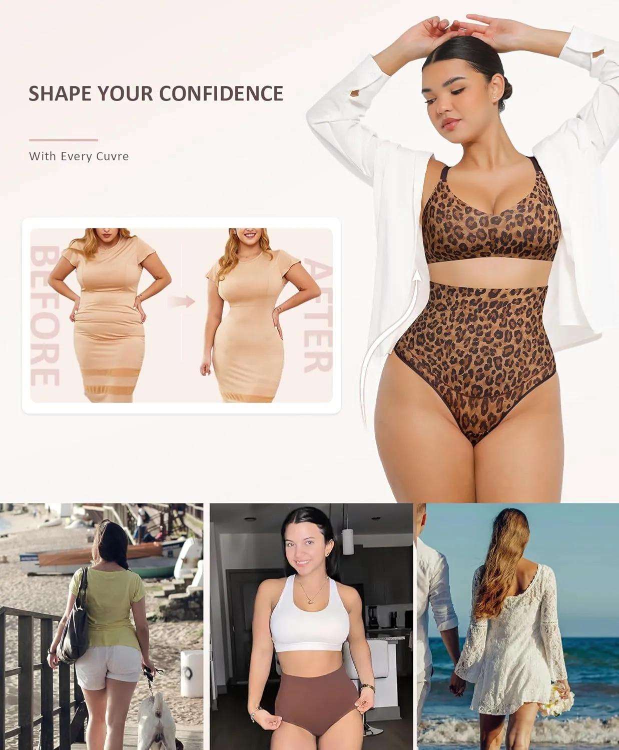 FeelinGirl Thong Shapewear for Women Tummy Control Mid Waisted Body Shaper Underwear Seamless Body Shaper Panties