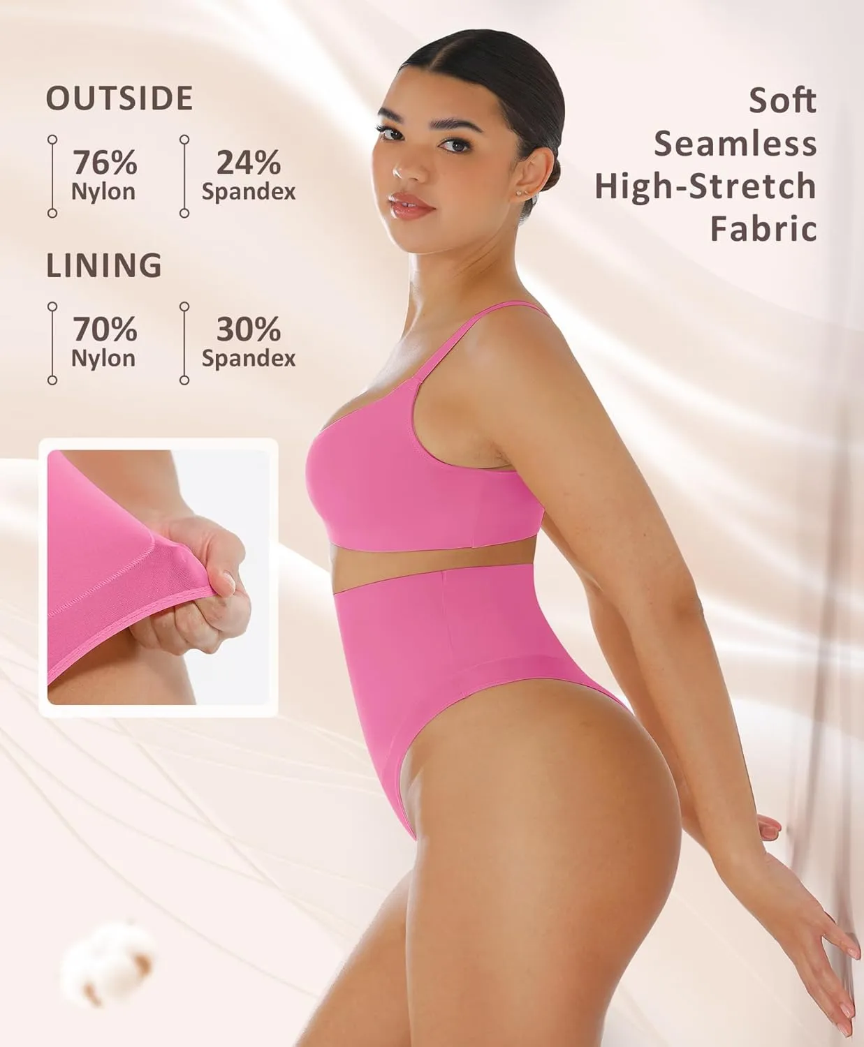 FeelinGirl Thong Shapewear for Women Tummy Control Mid Waisted Body Shaper Underwear Seamless Body Shaper Panties